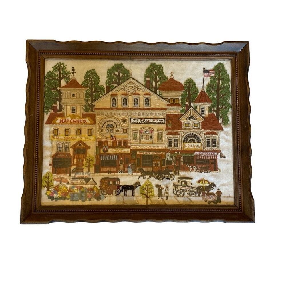 Vintage Crewl Embroidwry DIMENSIONS Victorian Street Satin Design Charles Wysock
